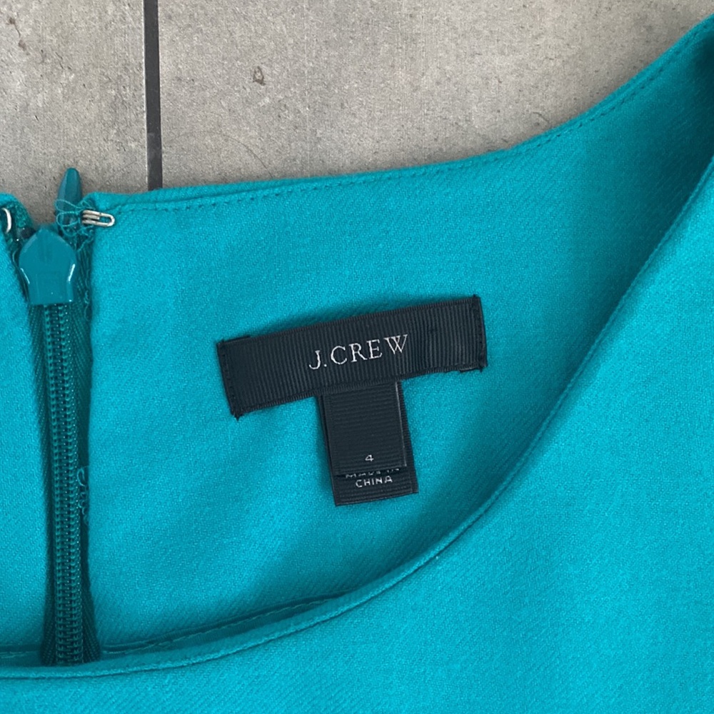J. Crew teal shift dress career has pockets 3/4 sleeve size 4 - Picture 3 of 9